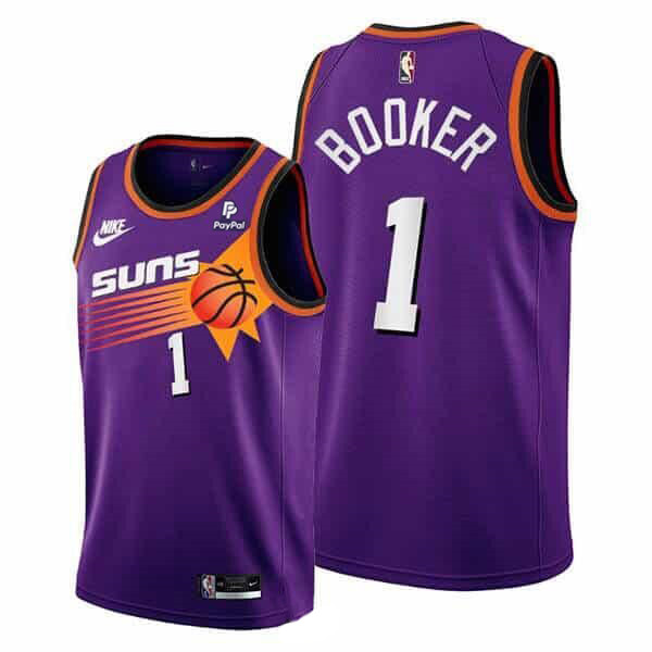 Youth Phoenix Suns #1 Devin Booker #1 Devin Booker Purple Stitched Basketball Jersey